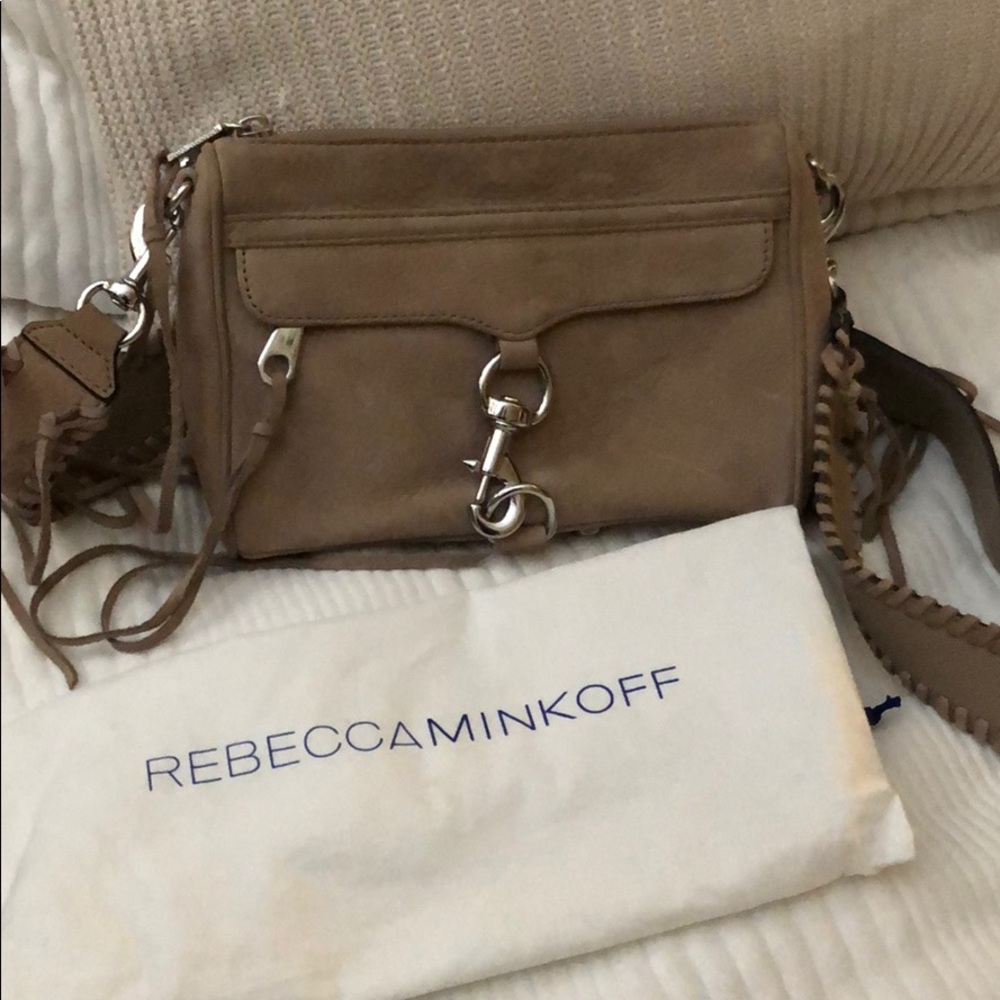 Rebeca Minkoff tan suede leather satchel